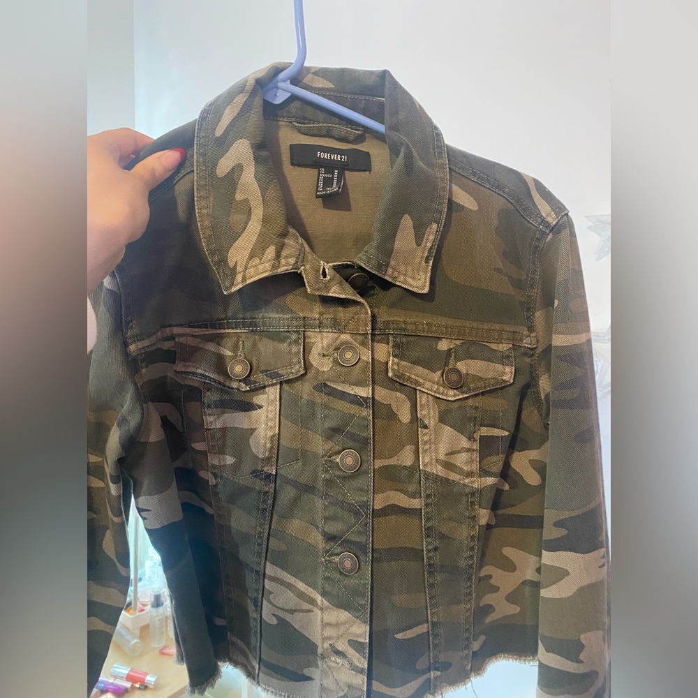 Camo Print Denim Jacket